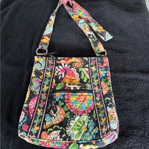 Vera Bradley Black Floral Quilted Crossbody Bag